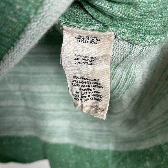 Soft Surroundings Textured Green White Long Sleeve Sweater Top Size Medium - Picture 5 of 6